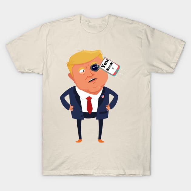 Cell phone thrown on trump T-Shirt by Yaman